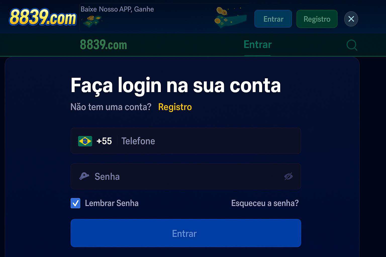 Login no Cassino 8839BET